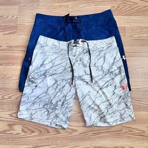 Lot Of 2  Under Armour Loose Fit Heat Gear Swim Trunks Board Shorts Size 38 118